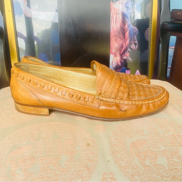 FREEMAN Tan Woven Leather Slip-On Loafers Men SZ 13 - Picture 10 of 16